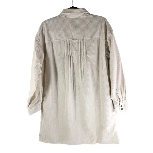Madewell Womens Corduroy Mini Shirtdress Pockets Lighthouse Ivory S - Picture 5 of 8